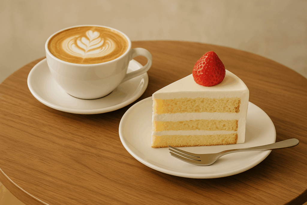 カフェラテとショートケーキ